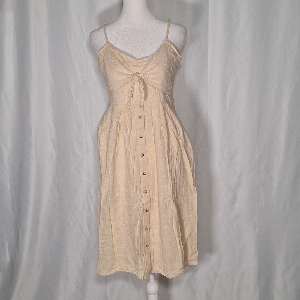 COTTON dress size M color tan summer, beach, boho, everyday,casual
